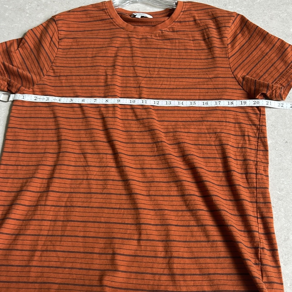 Ben Sherman Rust Striped Tee men’s size Large 100% cotton Orange crewneck shirt - Picture 4 of 9
